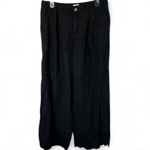 H by Halston Women's Linen Black Wide Leg Palazzo Pants XL ResortWear Lagenlook